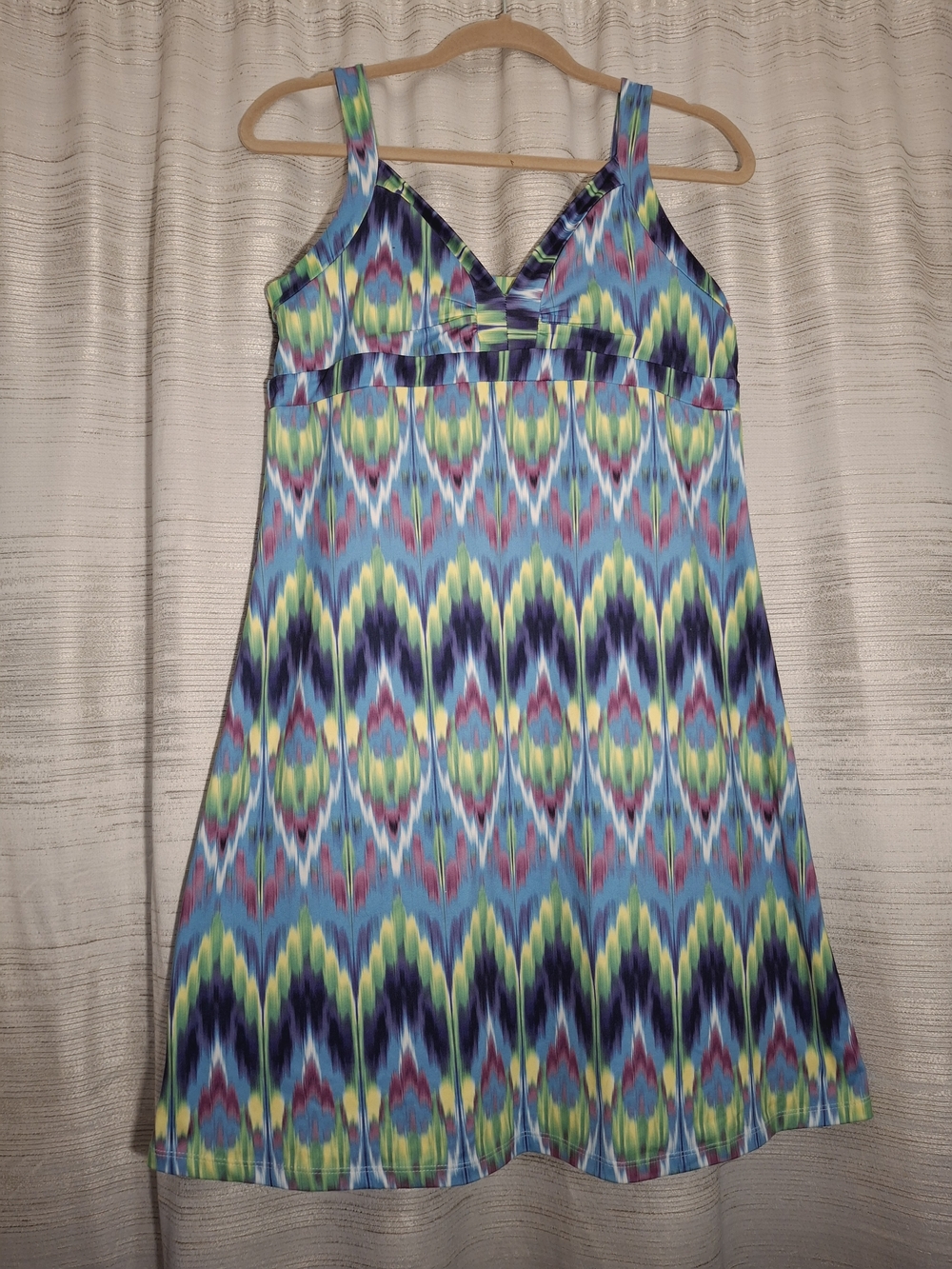 TEHAMA Vibrant Blue Multi-Color Ikat Printed Summer Dress